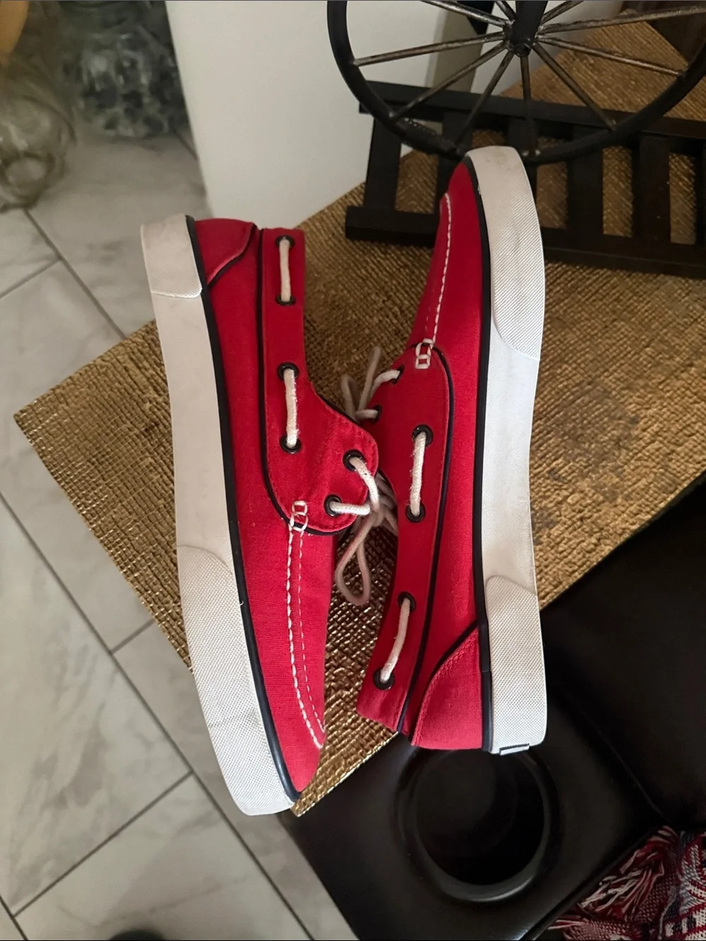 Polo by Ralph Lauren Red Canvas Boat Shoes with White Laces